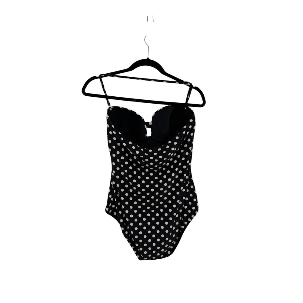 Kate Spade New York Polka Dot One Piece Swimsuit Bow Front Black White Large - Picture 6 of 10